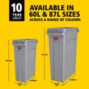 Contenedor Slim JIM® con Ventilación 61 L Negro