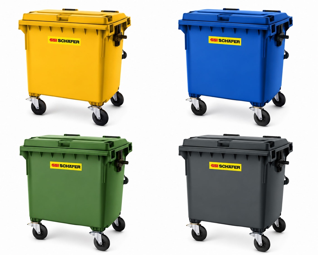 Gran contenedor de basura Schäfer 1100 litros tapa plana