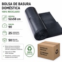 Bolsa de basura domestica 52x58 negra galga 90 - 50 rollos