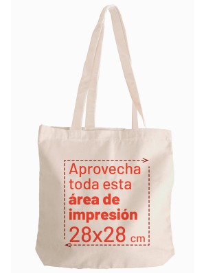 Bolsa premium de loneta natural 340 g personalizada a 5 tintas + base
