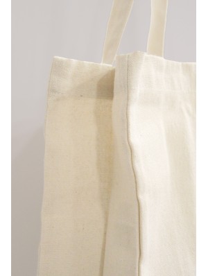 Bolsas de algodón superior, horizontal con asas largas y fuelle de 10 cm de 220 gr