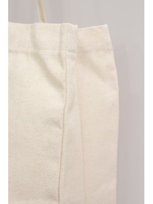 Bolsas de algodón superior, horizontal con asas largas y fuelle de 10 cm de 220 gr