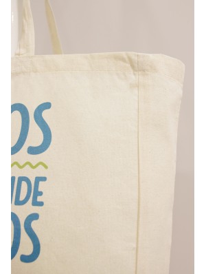 Bolsa de algodón con base de 12 cm y asas largas 48x36 cm de 150 gr