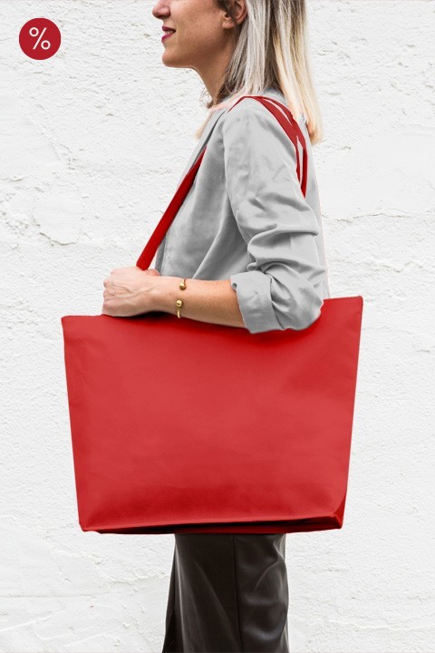 Bolsa de algodón con base de 12 cm y asas largas 48x36 cm de 150 gr