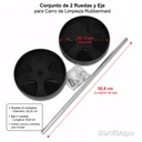 Conjunto de 2 Ruedas y Eje -1 20 Cm.para Carro de Limpieza Rubbermaid