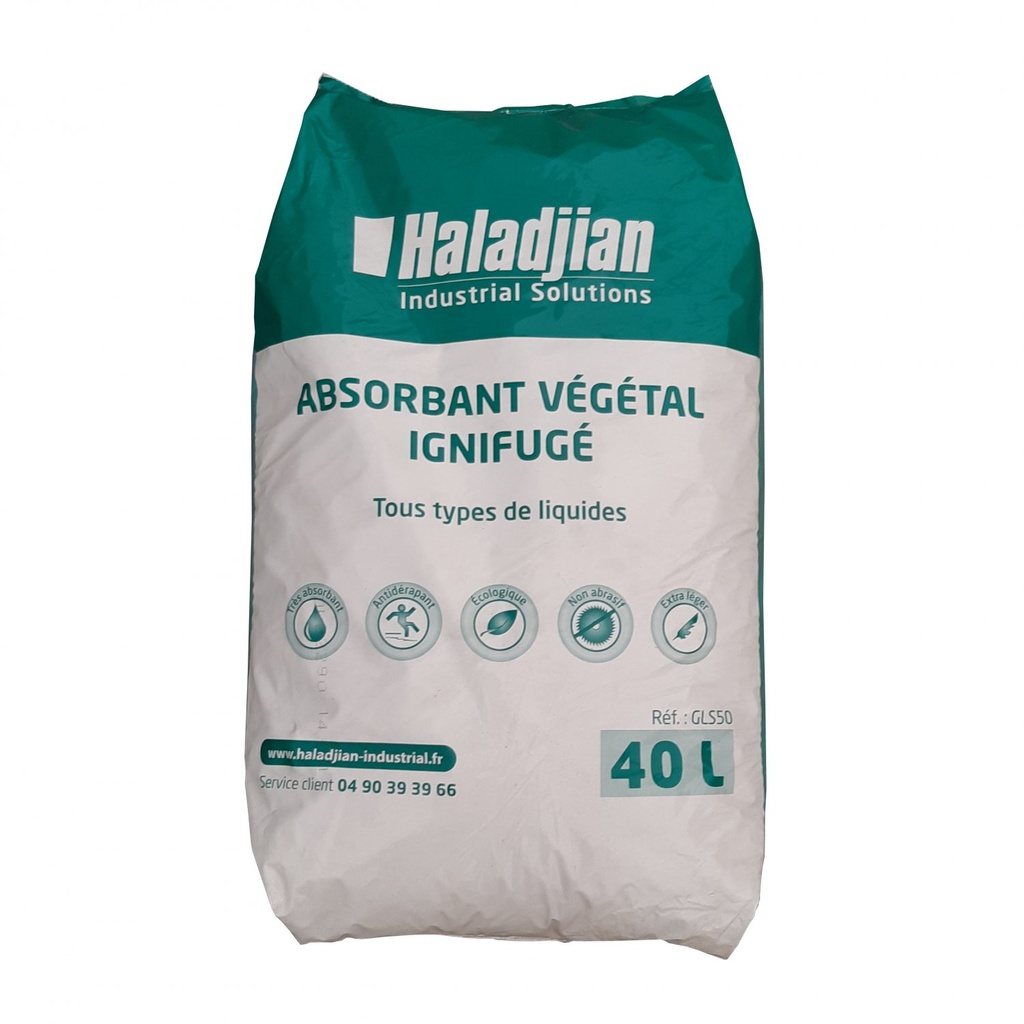 BOLSA DE 40 LITROS DE ABSORBENTE VEGETAL IGNÍFUGO UNIVERSAL.
