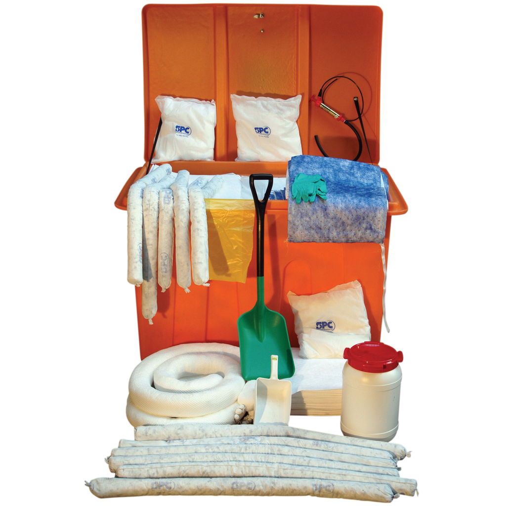 [HKT1100CQ] KIT ABSORBENTE DE HIDROCARBUROS DE 1100 LITROS EN UN COFRE NARANJA.