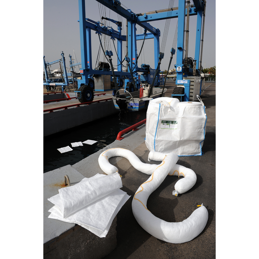 [HKT0800QW] KIT ABSORBENTE DE HIDROCARBUROS DE 800 LITROS EN BOLSA GRANDE BLANCA.