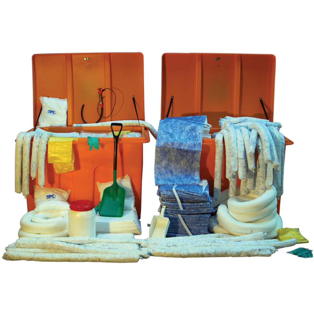 [HKT1900CQ] KIT ABSORBENTE DE HIDROCARBUROS DE 1900 LITROS EN UN COFRE NARANJA.
