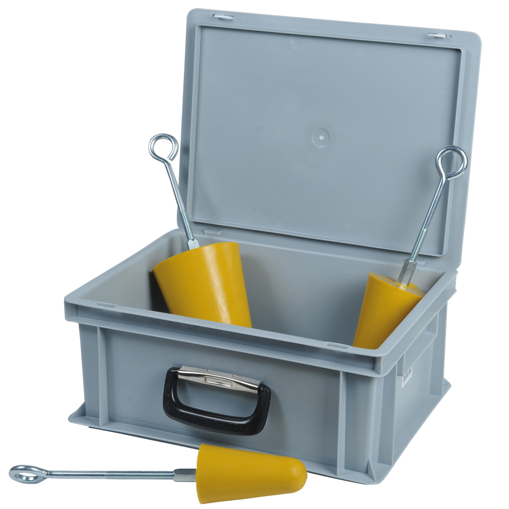 [037.958.22] KIT DE 3 TAPONES CÓNICOS DE POLIURETANO EN MALETÍN.