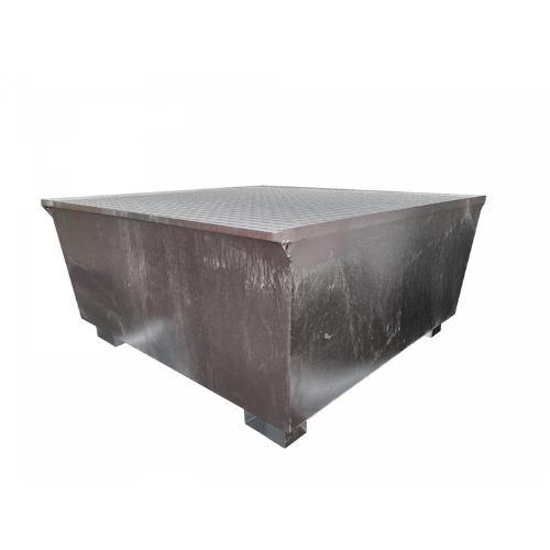 CUBETO DE RETENCIÓN DE ACERO GALVANIZADO DE 1000L PARA 1 IBC, REJILLA GALVANIZADA.