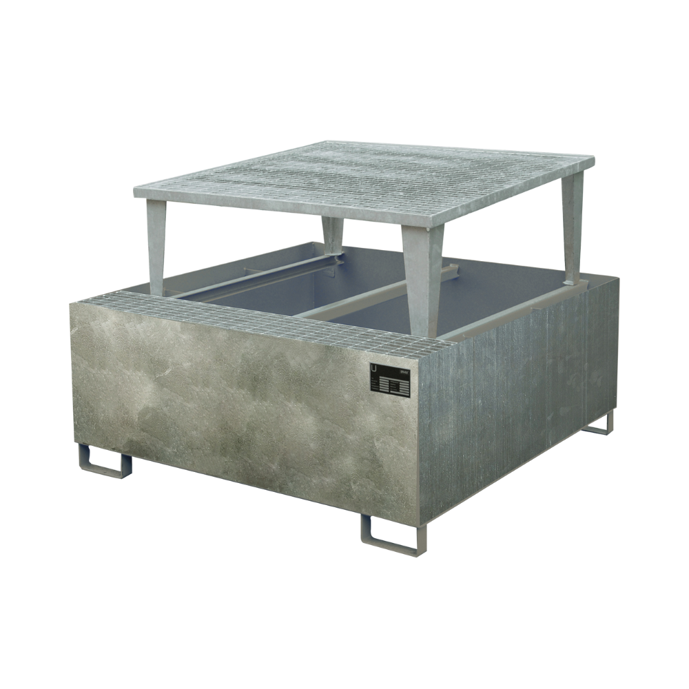 [000.696.57] Cubeto De Retención De Acero Galvanizado En Caliente De 1100L Para 1 Ibc En Trasiego.