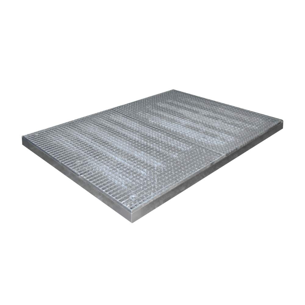[031.582.17] PLATAFORMA DE RETENCIÓN DE ACERO GALVANIZADO PARA 6 BIDONES, CAPACIDAD DE 118 LITROS.