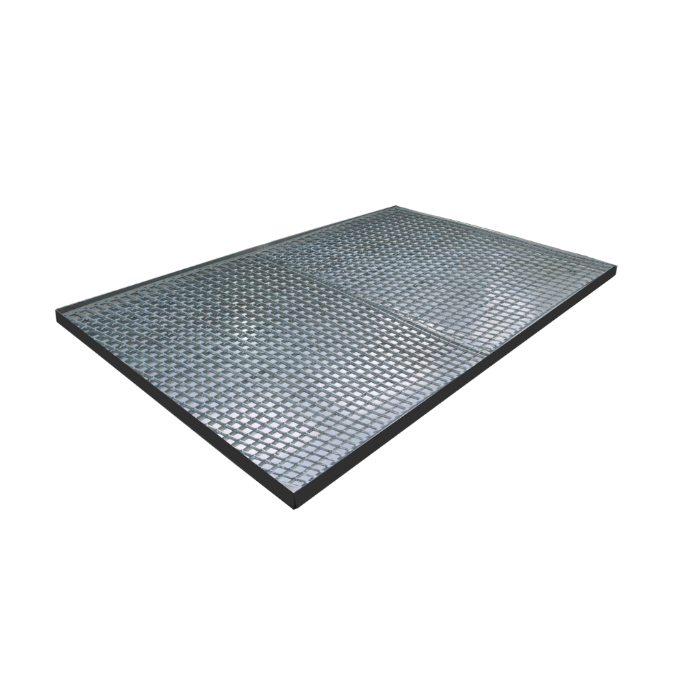 [031.582.33] PLATAFORMA DE RETENCIÓN DE ACERO GALVANIZADO PARA 12 BIDONES DE 242 LITROS.