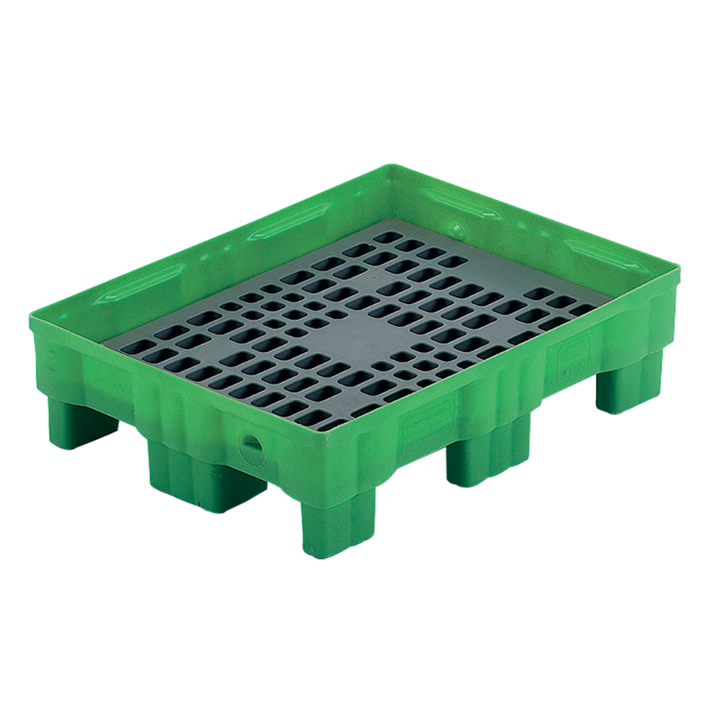 [017.571.52] Cubeto De Retención De Polietileno De 75L Transportable Lleno.