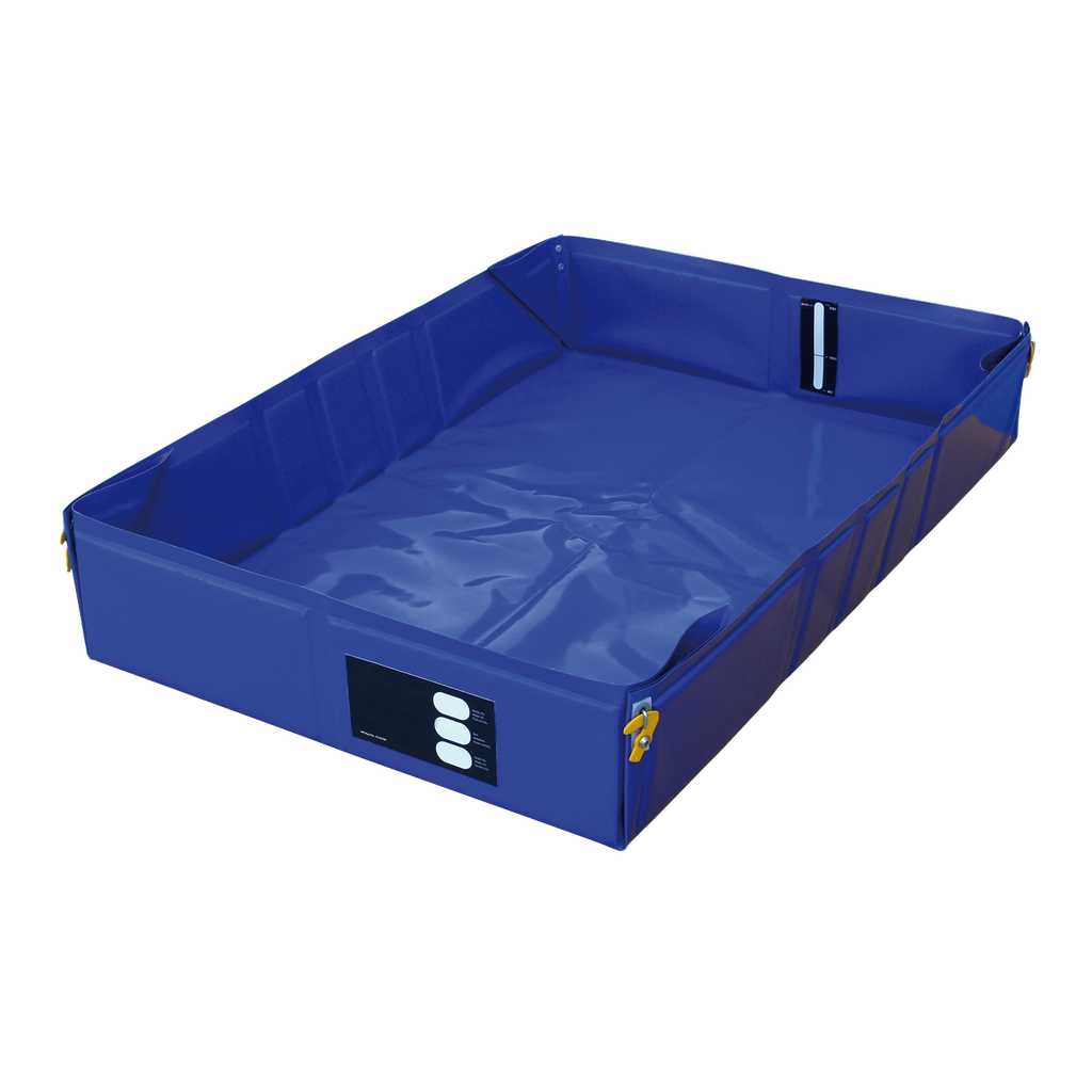 CUBETO FLEXIBLE DE DIMENSIONES DE PALET DE 210L CON SOPORTES PLEGABLES.