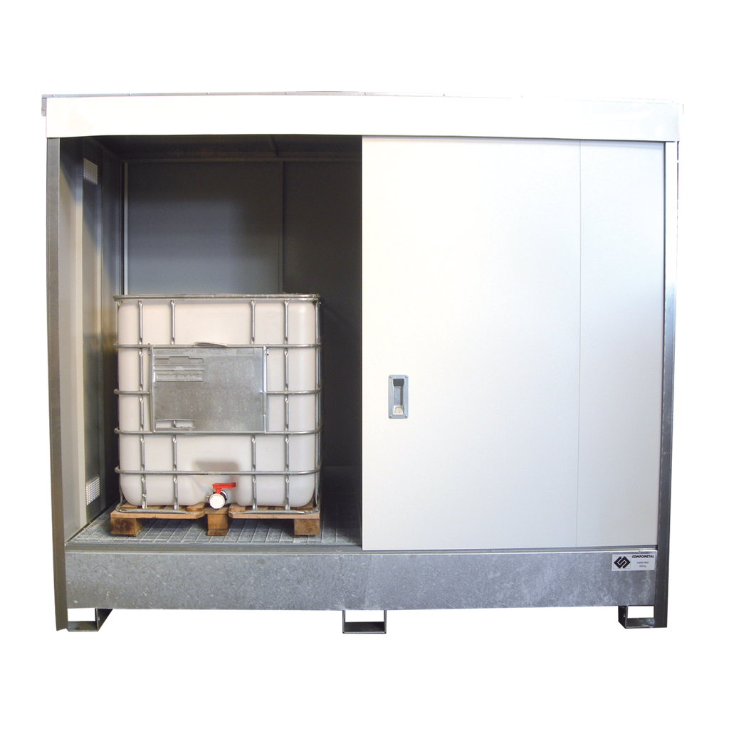 CONTENEDOR CON PUERTAS CORREDERAS DE 1 NIVEL PARA 2 IBC.