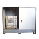 CONTENEDOR CON PUERTAS CORREDERAS, 1 NIVEL GRANDE PARA 2 IBC.