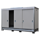 CONTENEDOR CON PUERTAS CORREDERAS, 1 NIVEL GRANDE PARA 3 IBC.