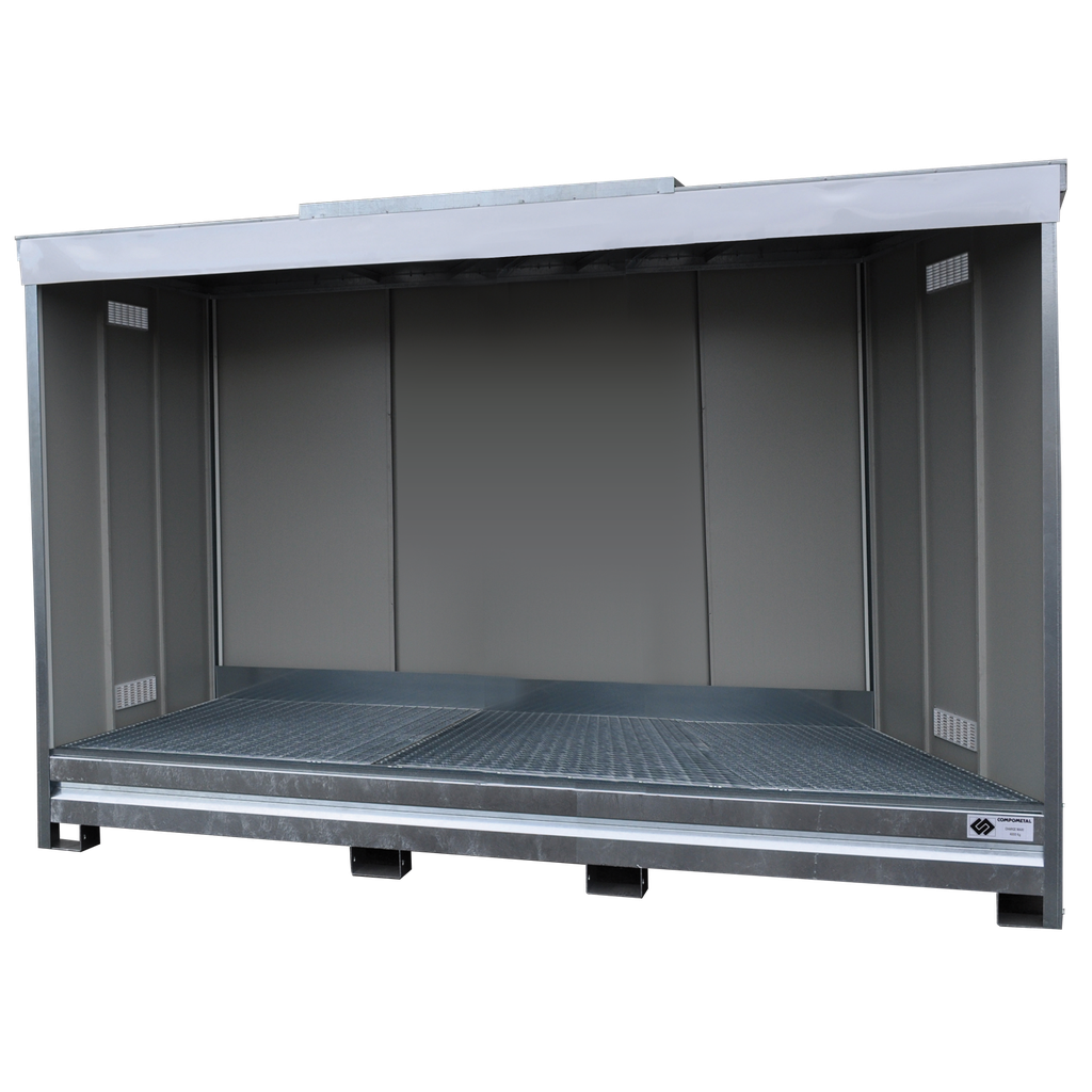 [047.380.88] Contenedor Sin Puerta Con 1 Nivel Grande Para 3 Ibc.