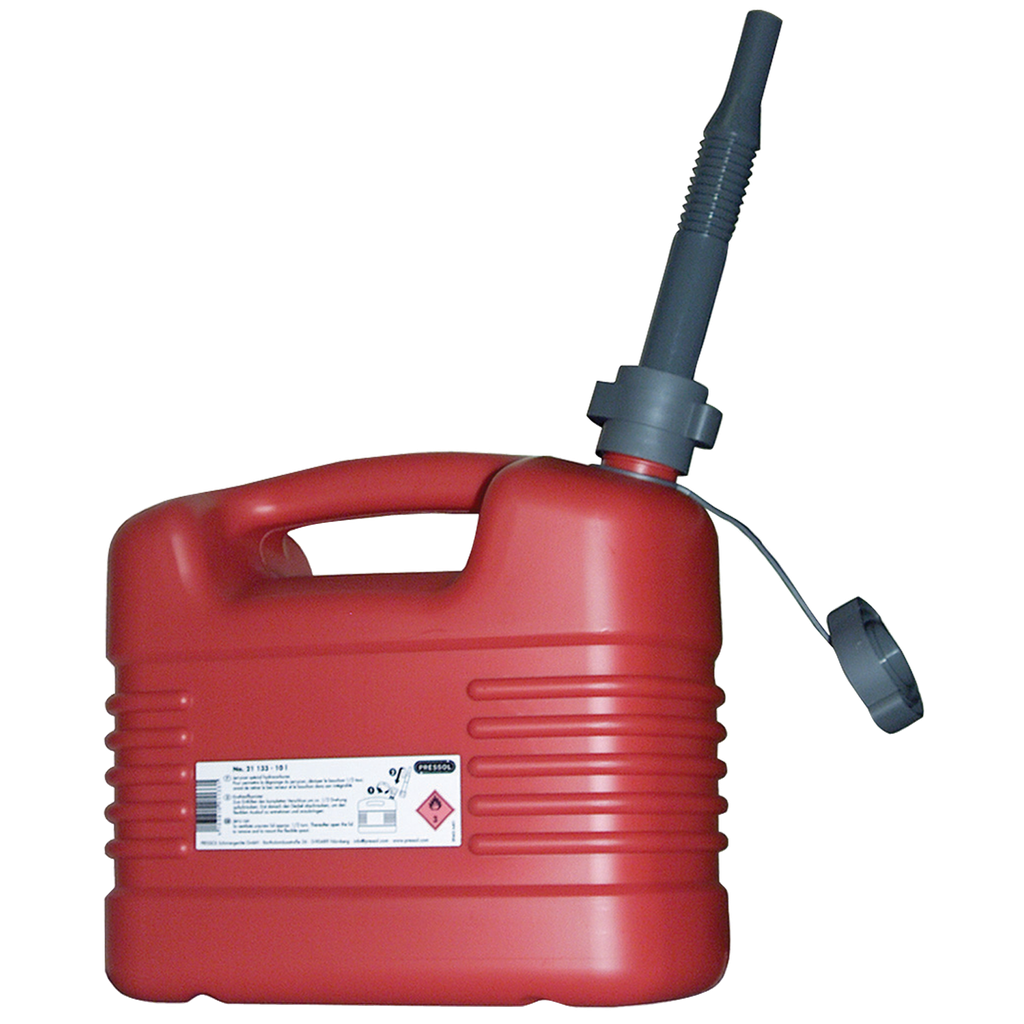 [028.969.63] BIDÓN DE TRANSPORTE PEAD ROJO PARA GASÓLEO Y GASOLINA 10L CON CÁNULA