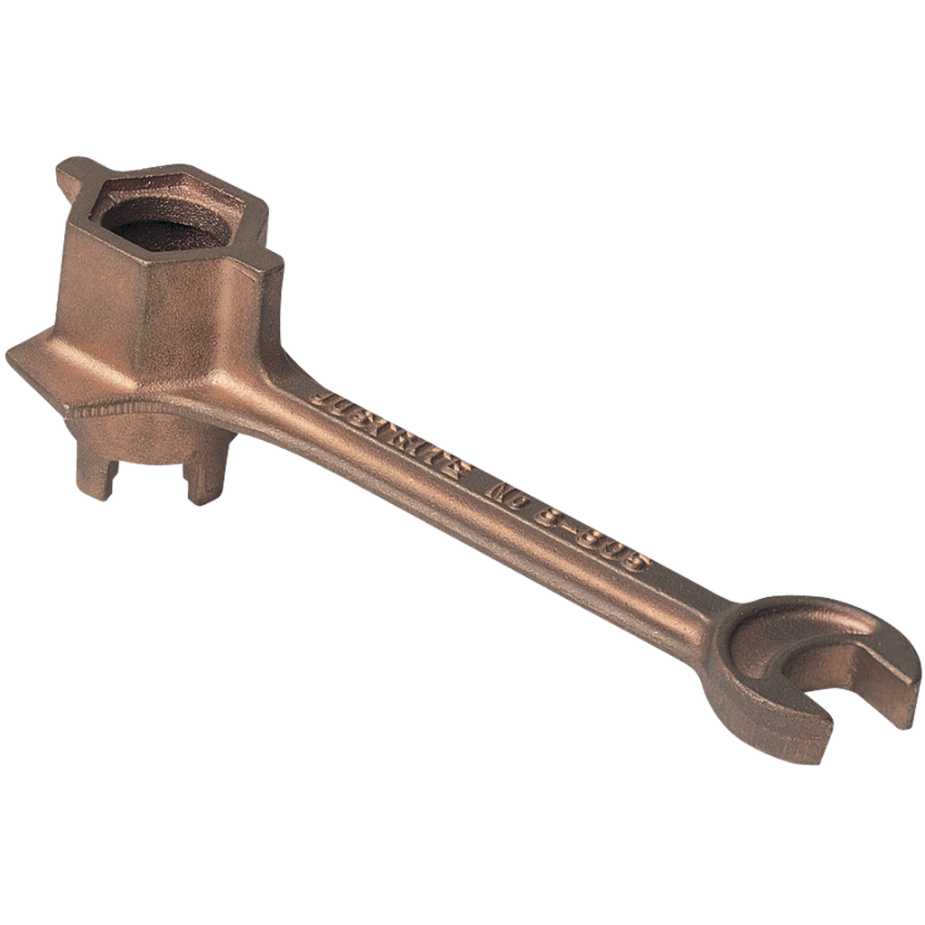 LLAVE ANTICHISPAS PARA ABRIR TAPÓN DE 2" EN BRONCE.