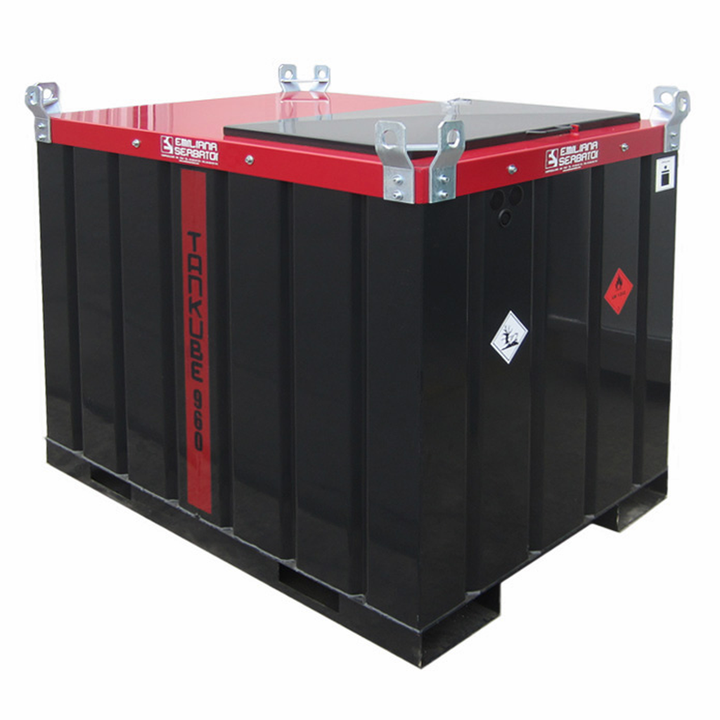 DEPÓSITO DE TRANSPORTE DE GASÓLEO DE ACERO DE DOBLE PARED TANKUBE EQUIPADO CON 440 L, PARA GRUPO ELECTRÓGENO, HOMOLOGADO ADR.
