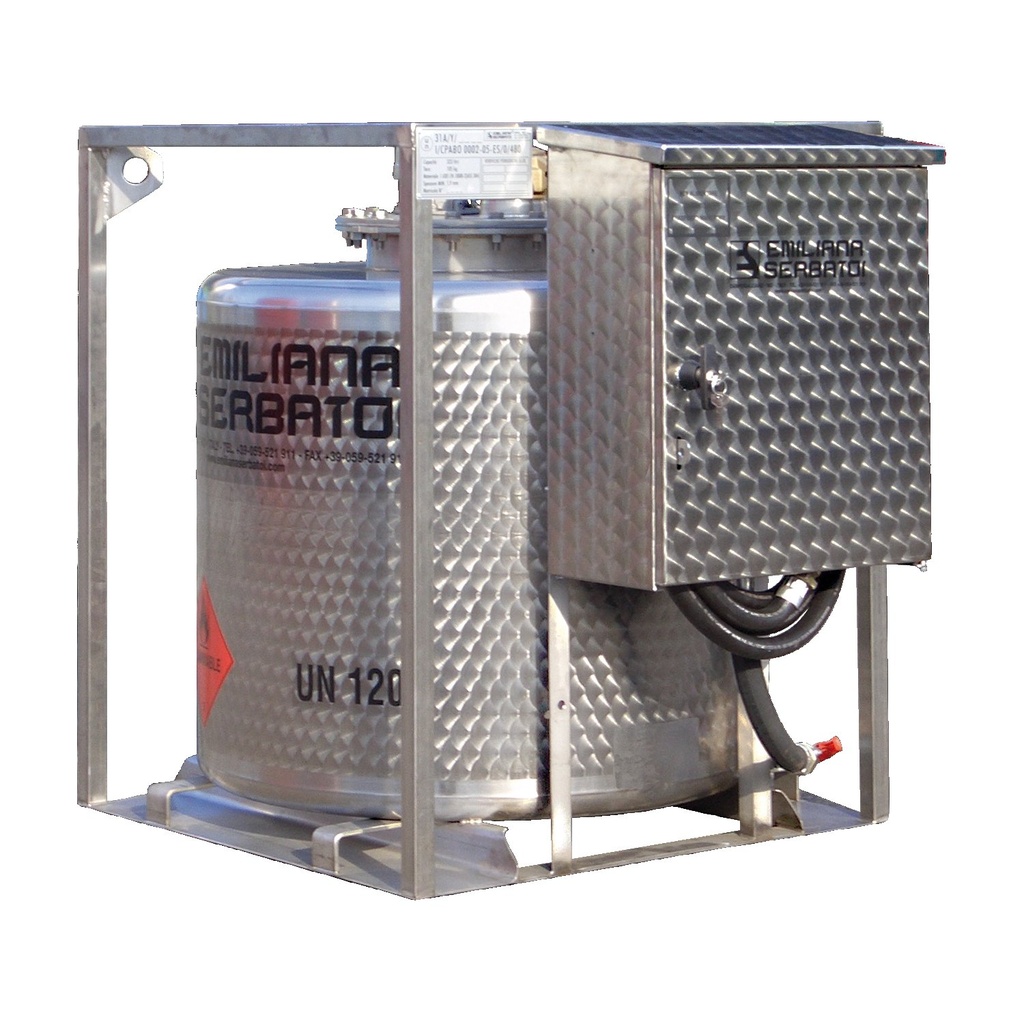 [036.589.75] Depósito De Transporte De Gasolina De Acero Inoxidable Reforzado Para Gasolina De 330L Y 12V.