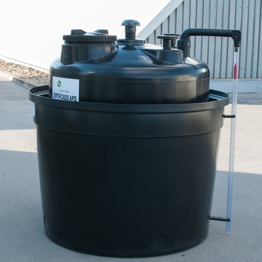 DEPÓSITO PRODUCTOS CORROSIVOS APQ6, 500L, CON CUBETO, APTO EXTERIOR