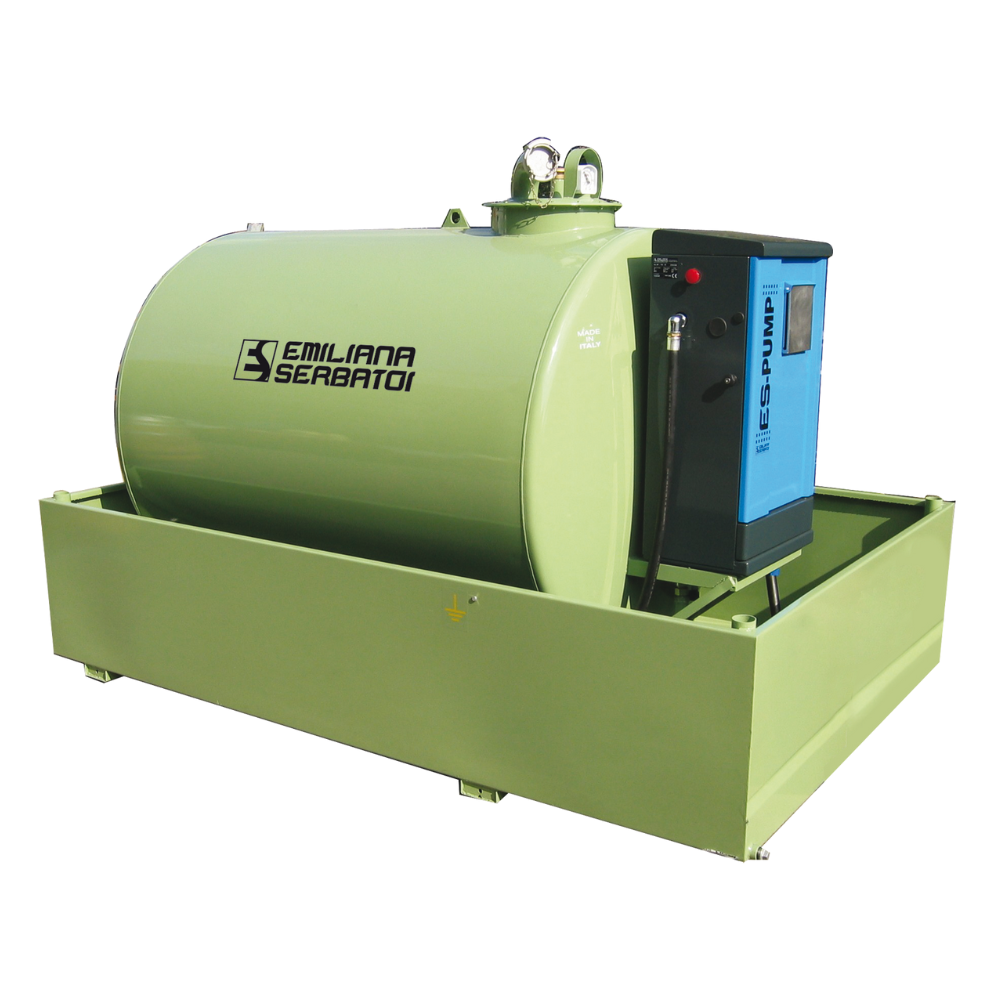 DEPÓSITO DE ALMACENAMIENTO DE GASÓLEO DE ACERO MULTIUSUARIO CON CUBETO DE RETENCIÓN DEL 100%, 5000L - 70L/MIN.