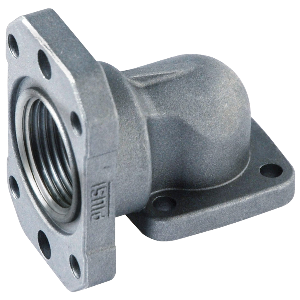 [039.077.16] CODO DE 90° CON BRIDAS CUADRADAS DE 1" GF X 1" GF.