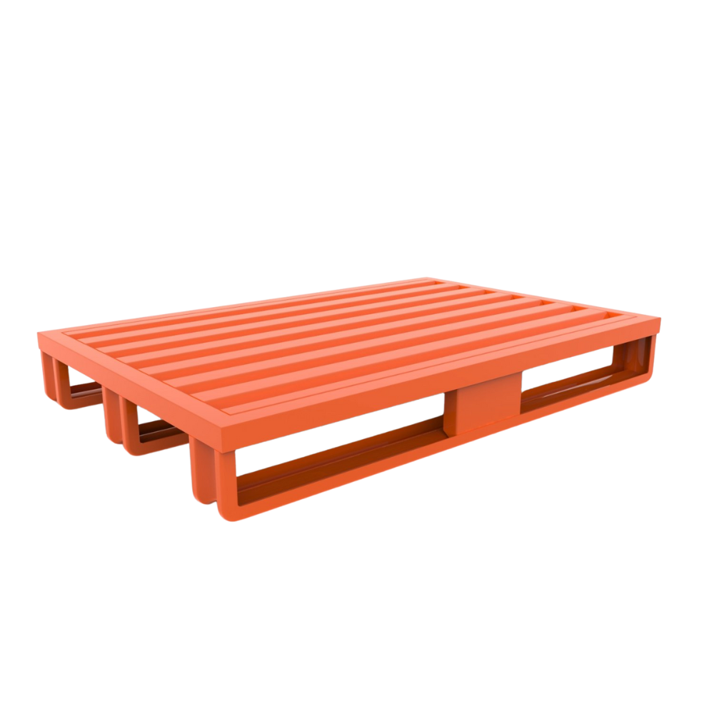 [885.709.69] Palet De Acero De 120 X 100 Con 3 Patines Con Revestimiento De Madera.