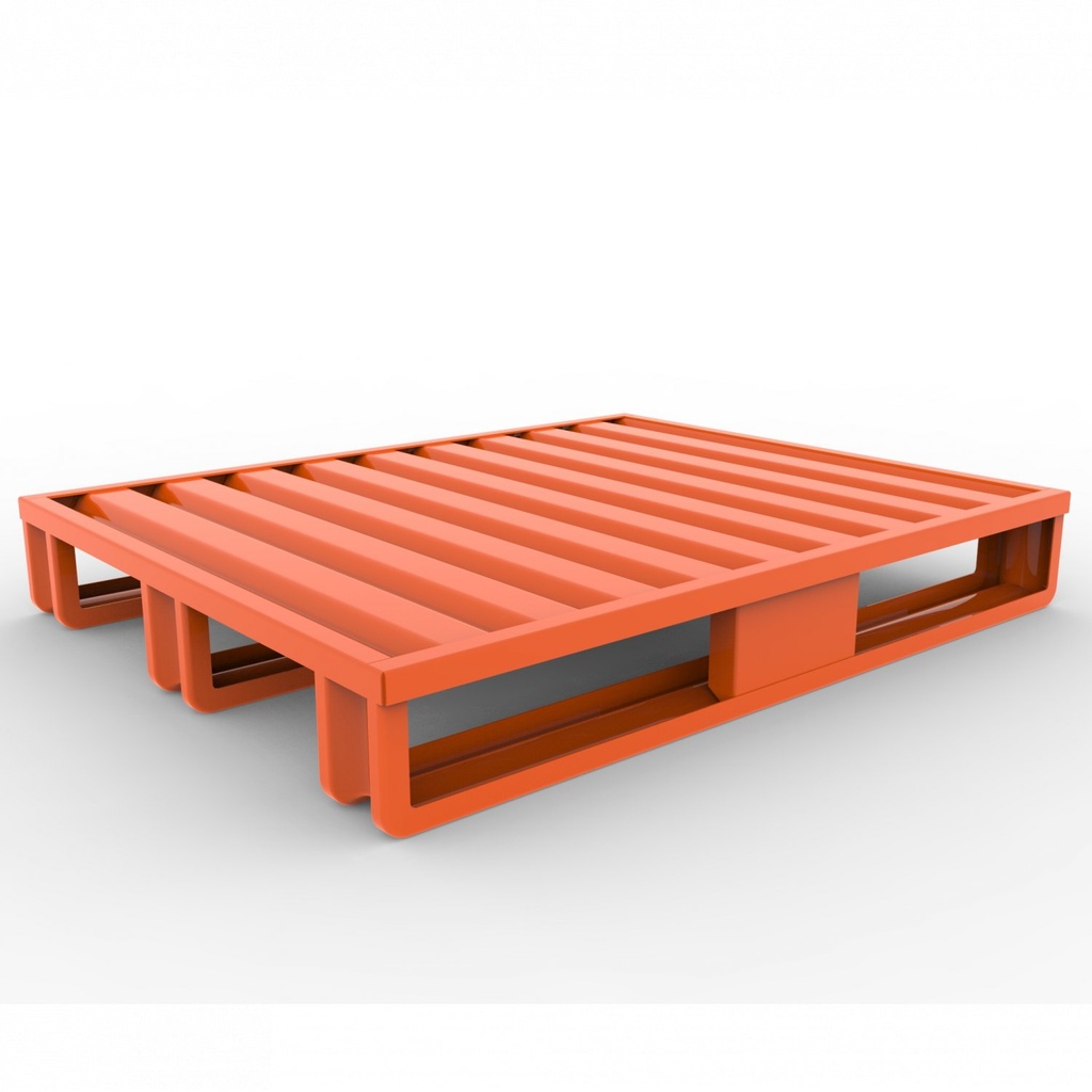 PALET DE ACERO DE 120 X 20 CM CON 3 PATINES, CAPACIDAD DE 1,5 TONELADAS.