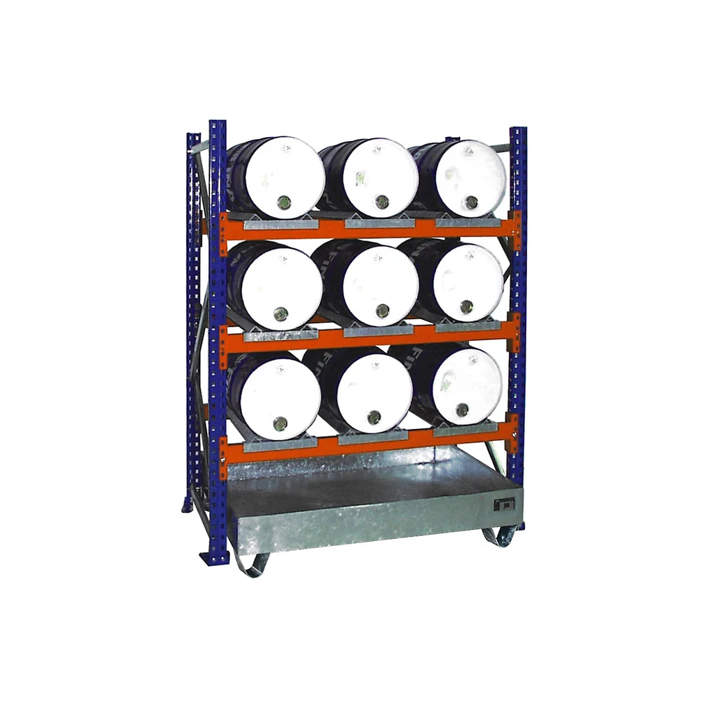 [886.466.14] ESTANTERIA PARA 9 BIDONES CON BASE RECOGE LIQUIDOS