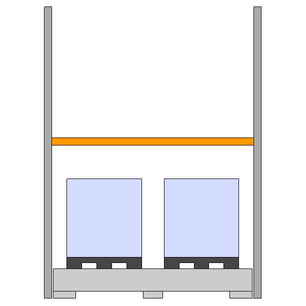 [RCU2N1GG] Estanteria 2 Niveles, 2 Grg Por Nivel, Cubeto 1100L, Elemento Siguiente