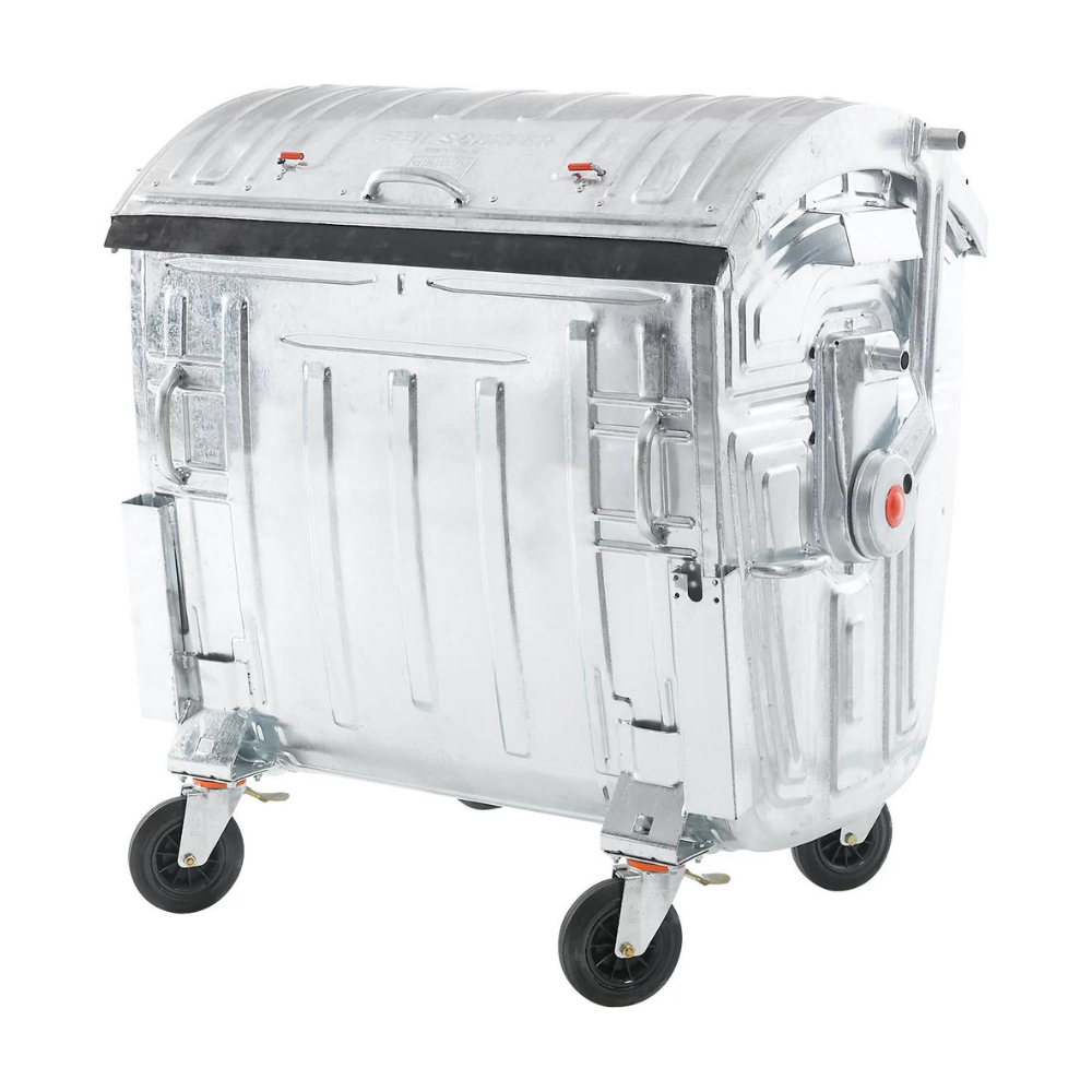 [034.274.21] CONTENEDOR 1100L EN ACERO GALVANIZADO CON RUEDAS