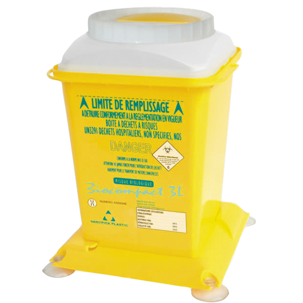 10 COLECTORES DE PLÁSTICO PARA RESIDUOS SANITARIOS PELIGROSOS, 3 L.