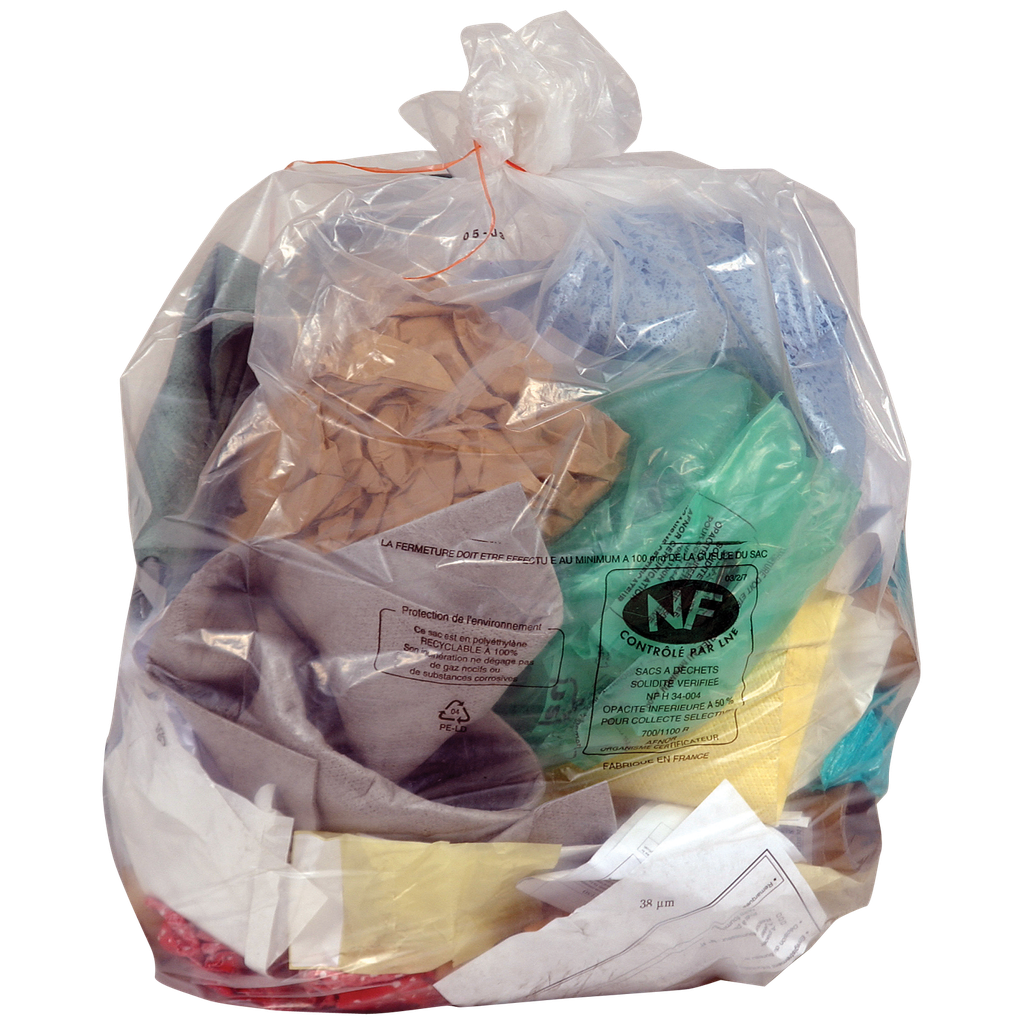 250 BOLSAS DE BASURA NF TRANSPARENTES, 110 L.