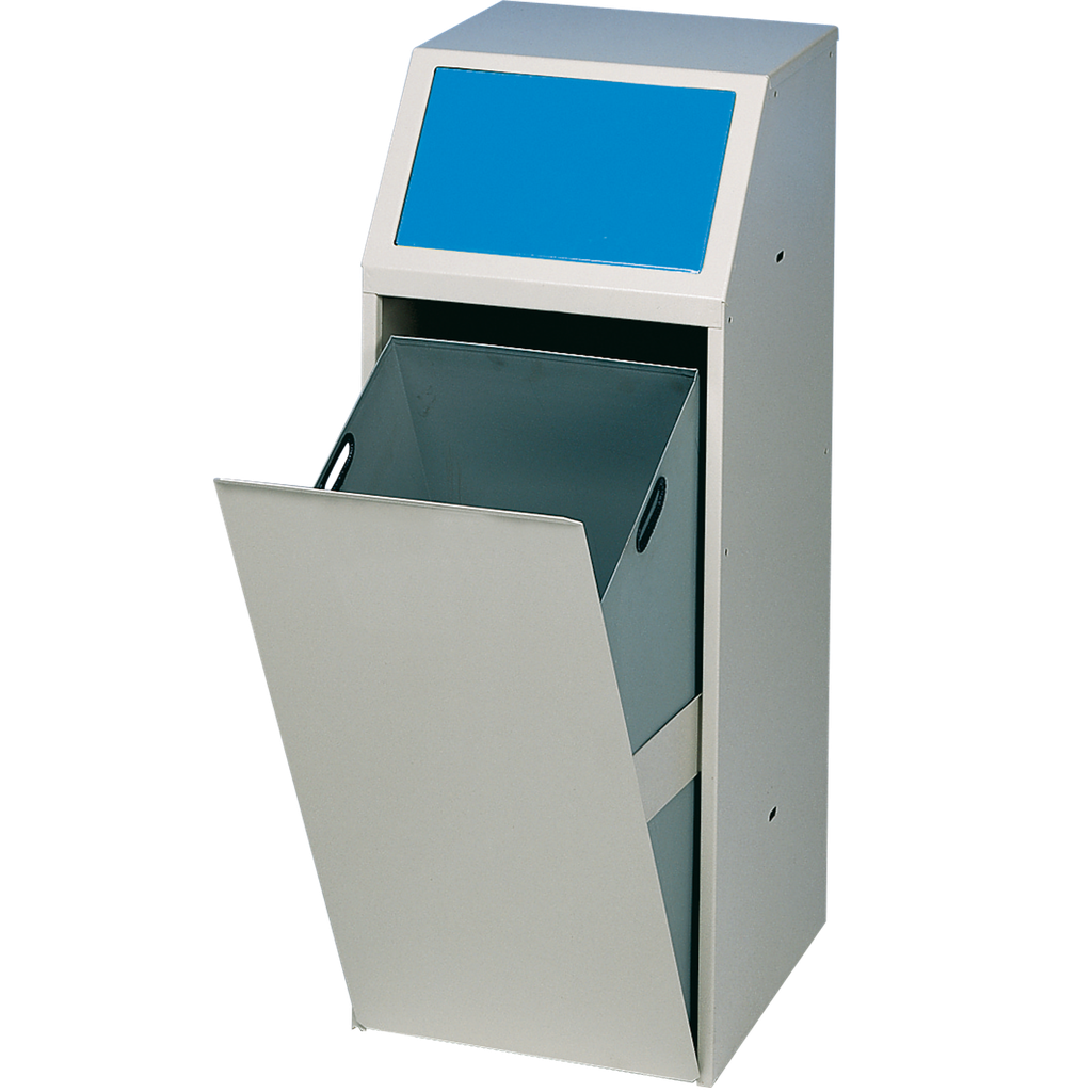 [000.958.04] Papelera Metálica De Alta Calidad Con Frente Basculante Para Recogida Selectiva, 69 L.