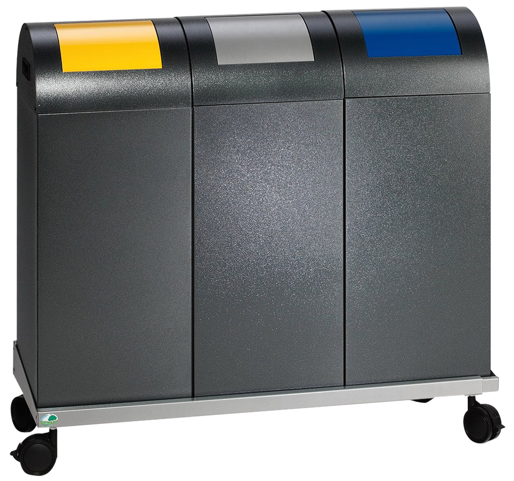 [042.675.20] Carro De Acero Para 3 Contenedores De Diseño Con Tapa Abatible.