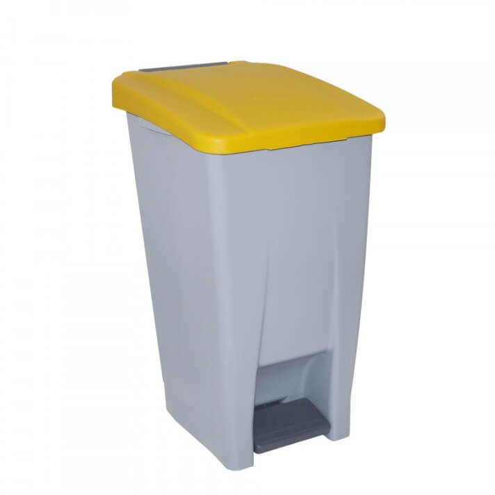 [624.010.99] CONTENEDOR CAPACIDAD 60L CON PEDAL CUERPO GRIS Y TAPA AMARILLA