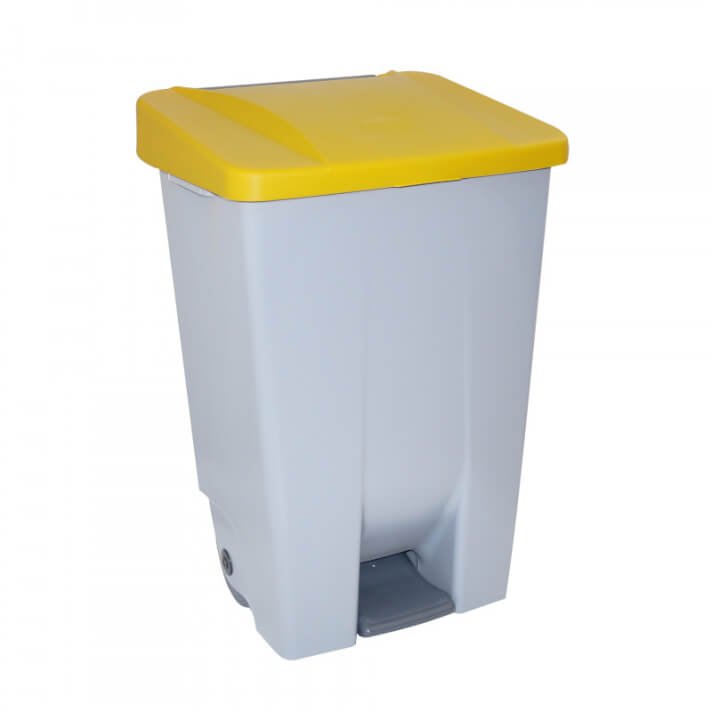 [624.011.08] CONTENEDOR CAPACIDAD 80L CON PEDAL CUERPO GRIS Y TAPA AMARILLA