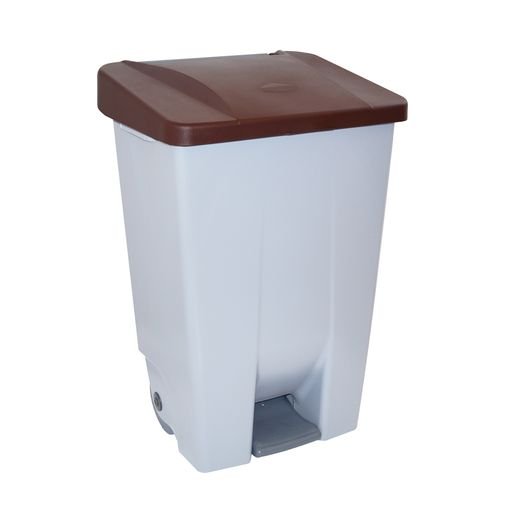 CONTENEDOR CAPACIDAD 80L CON PEDAL CUERPO GRIS Y TAPA MARRÓN