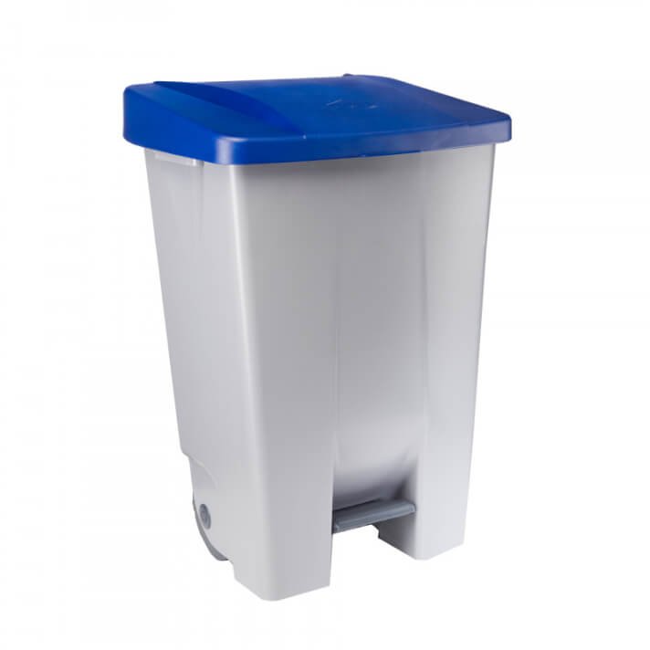 [624.011.12] Contenedor Capacidad 80L Con Pedal Cuerpo Gris Y Tapa Azul