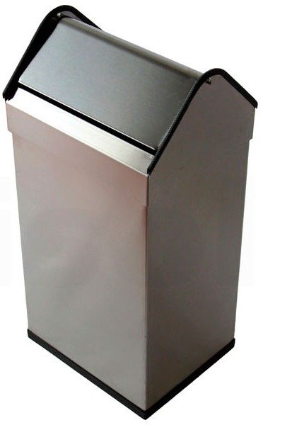 [886.463.41] Papelera Acero Inox Color Blanco 40L Con Tapa Basculante