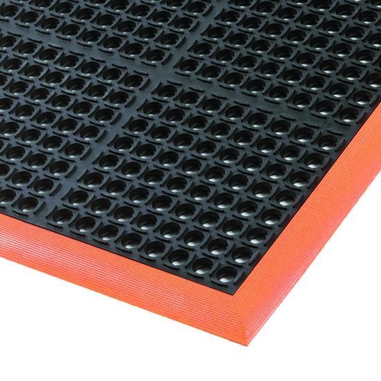 [549S3864OB] ALFOMBRA ANTIFATIGA SAFETY STANCE_x0099_ ZONAS HÚMEDAS NEGRO/NARANJA 97CM X 163CM.