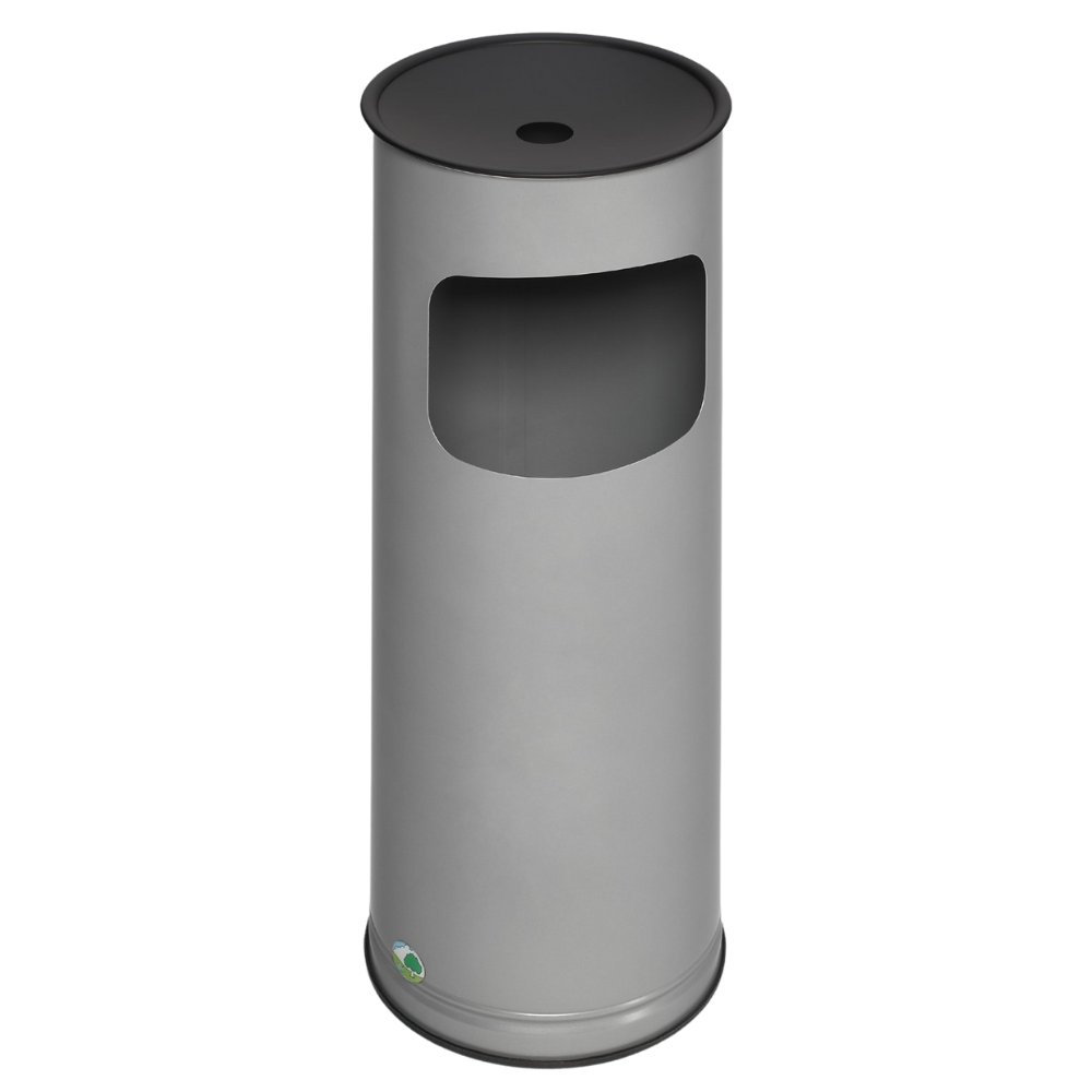 [246.849.76] PAPELERA EN ACERO CON CENICERO, 17 L