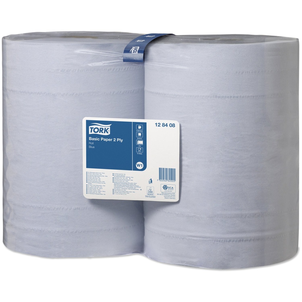 [395.431.78] Lote De 2 Rollos De Papel De Limpieza Azul Con 1000 Hojas Gofradas.
