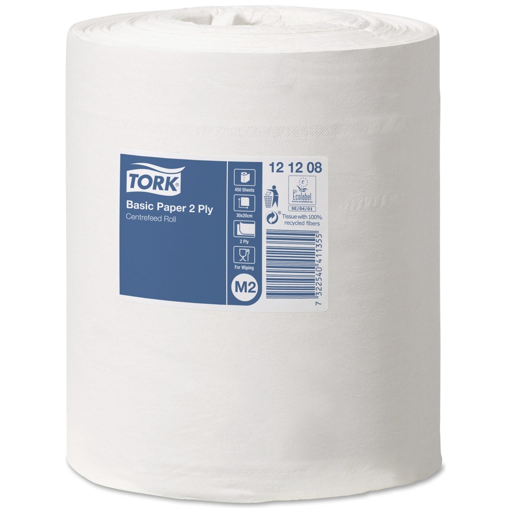 [395.431.77] Lote De 6 Rollos De Papel De Limpieza Blanco Sin Mandril Con 450 Hojas Lisas.