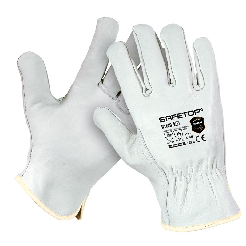 [G114BS] Brion Suprem, Guante Piel Flor Blanco 100ºc T. 7-11